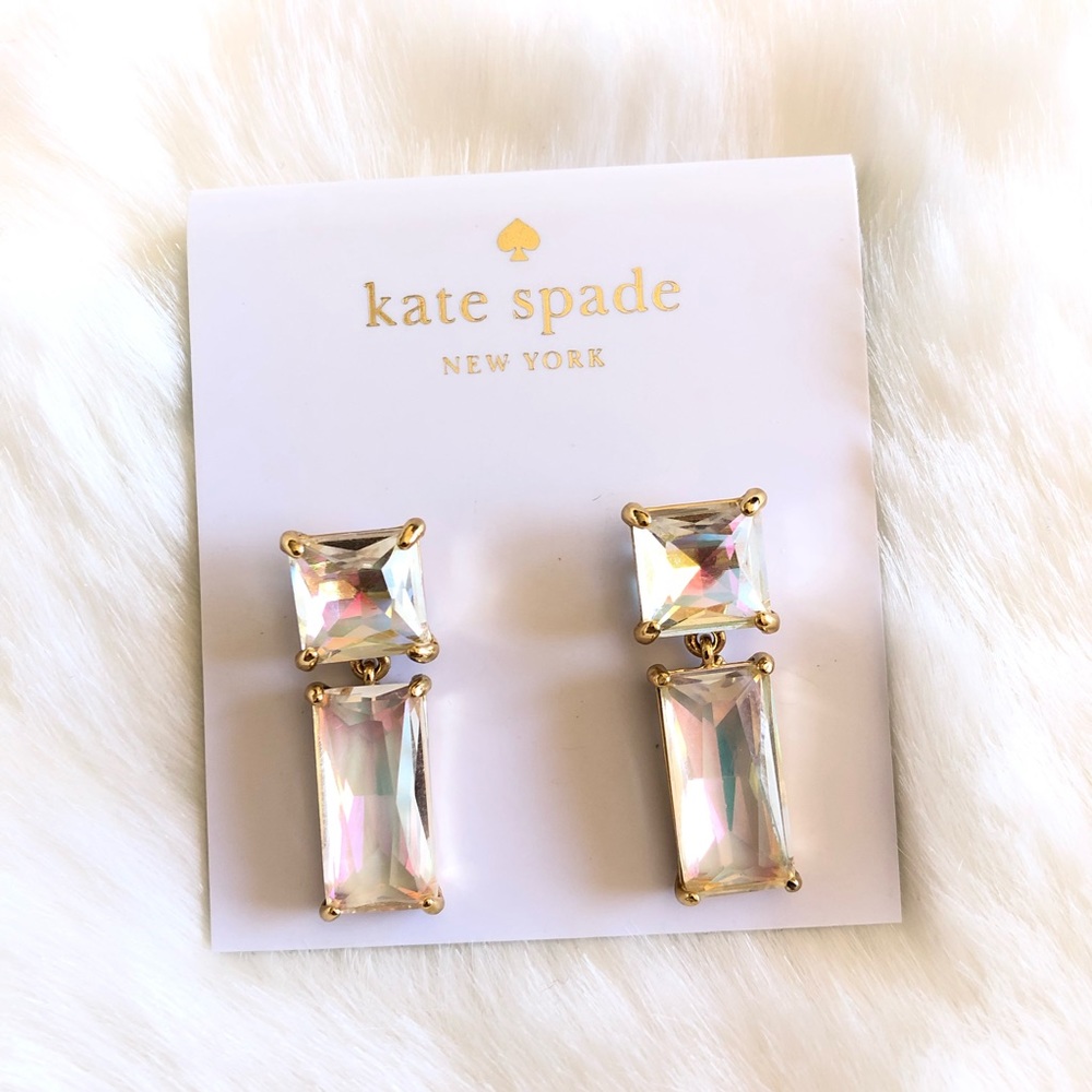 Kate Spade New York Shine On Baguette Drop Earrings In Clear Iridescent